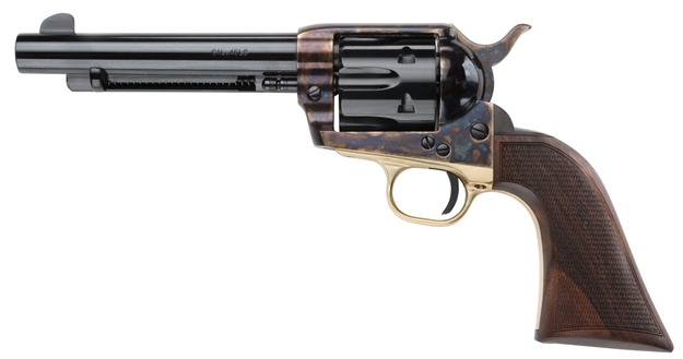 Picture of  Pietta Hf45alc512nmcw 1873 Great Western II Alchimista II 45 Colt (Long Colt) 6Rd 5.50" Blued Steel Barrel & Cylinder, Color Case Hardened Steel Frame, Checkered Walnut Army Grip, Exposed Hammer