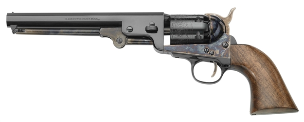 Picture of  Pietta Pf51chs36712 1851 Navy London 36 Cal 6Rd 7.50" Blued Octagon Barrel, Blued Cylinder, Color Case Hardened Steel Frame, Walnut Grip, Exposed Hammer