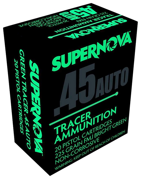 Picture of  Supernova Pmsn45acg Green Tracer Non Corrosive 45 Acp 225 GR Full Metal Jacket 20 Per Box/ 50 CS