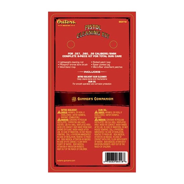 Picture of Outers Cleaning Kit Pistol, 40 Thru 45 Cal 10Mm, Clam 96418