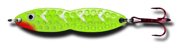 Picture of PK Lures Flutter Fish Spoon, 3/8 Oz., Lime Green White Tiger Glow