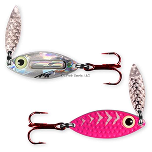 Picture of PK Lures Rattling Spoon, 1/4 Oz, Pink Glow, Nickel Hologram Back