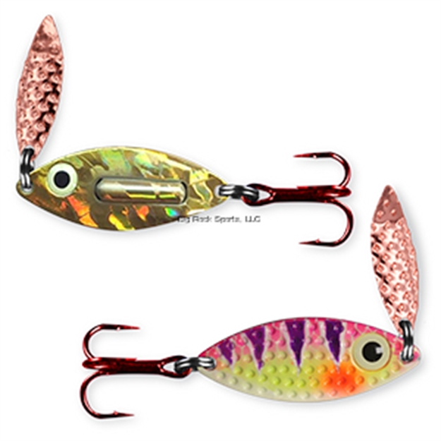 Picture of PK Lures Rattling Spoon, 1/4 Oz, Purple Tiger Glow, Gold Hologram Back