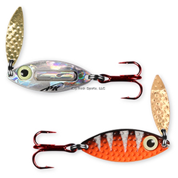 Picture of PK Lures Rattling Spoon, 3/8 OZ Bengal Tiger Glow, Nickel Hologram Back