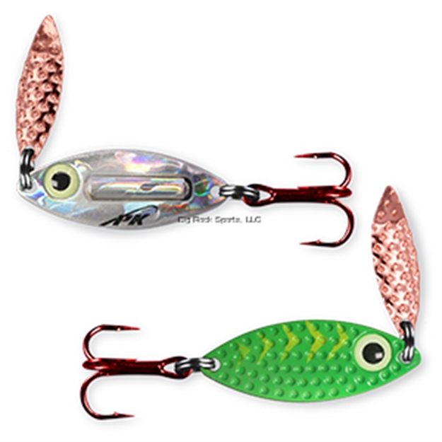 Picture of PK Lures Rattling Spoon, 3/8 OZ Green Glow, Nickel Hologram Back
