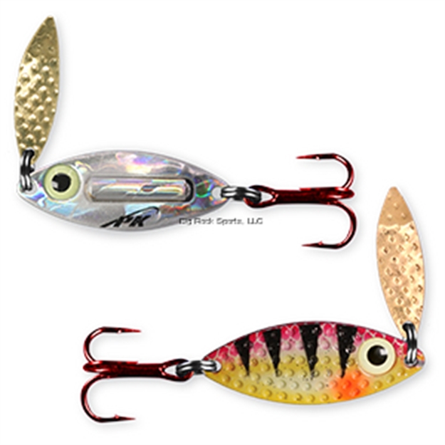 Picture of PK Lures Rattling Spoon, 3/8 OZ Red Tiger Glow, Nickel Hologram Back