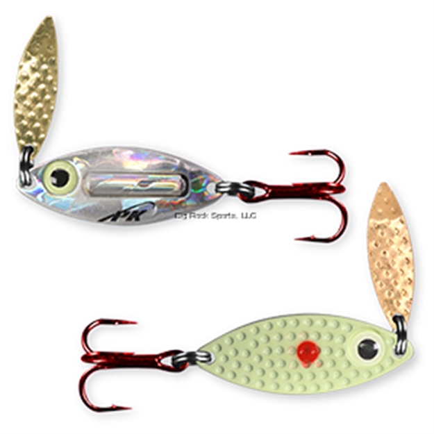 Picture of PK Lures Rattling Spoon, 3/8 OZ White Glow, Nickel Hologram Back
