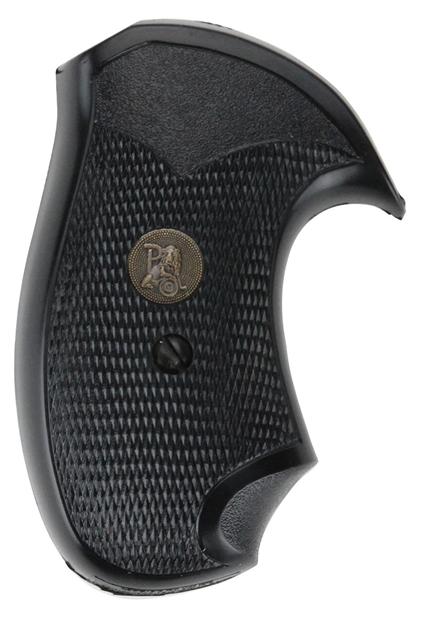 Picture of  Pachmayr 03252 Compact Grip Checkered Black Rubber With Finger Grooves For S&W J Frame With Round Butt