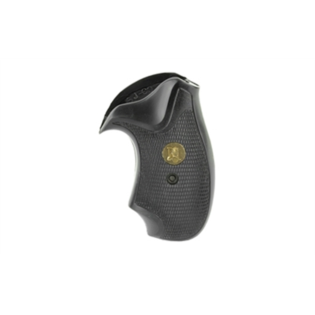 Picture of  Pachmayr 03252 Compact Grip Checkered Black Rubber With Finger Grooves For S&W J Frame With Round Butt 034337032526