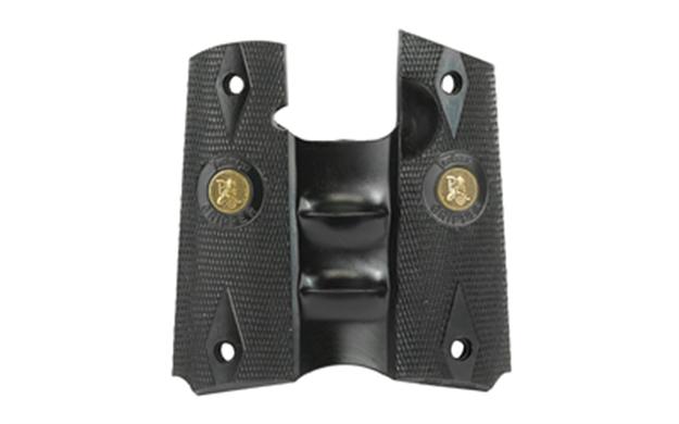 Picture of  Pachmayr 05008 Signature Grip Checkered Black Rubber With Finger Grooves For 1911 034337050087