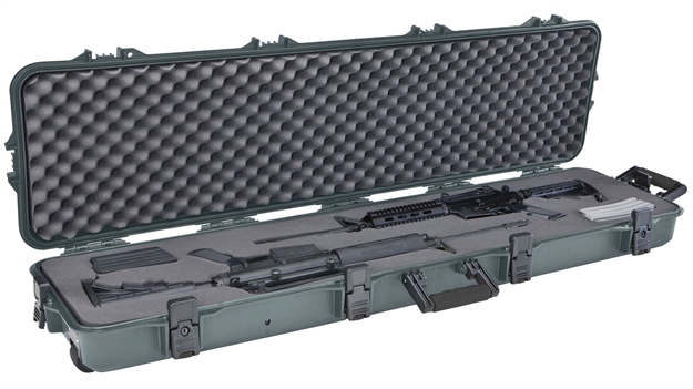 Picture of Plano All Weather Double Rifle/Shotgun Wheeled Hard Case, Dri-Loc Seal, 55"L X 16"W X 6.6"H, Green/Black W/Pluck Foam