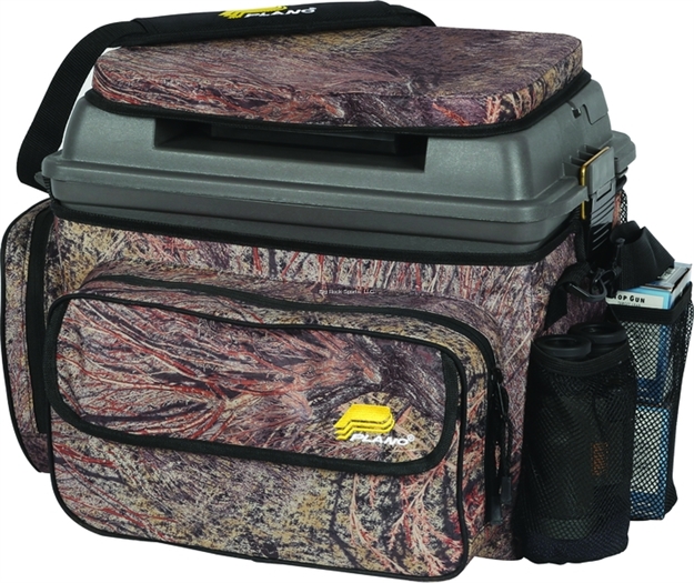 Picture of Plano 1812 Dove Hunting Stool/Field Box W/Tray, Padded Lid, Side Mesh Pockets, Carry Strap, 17.75"L X 12.25"W X 13.38"H, Camo