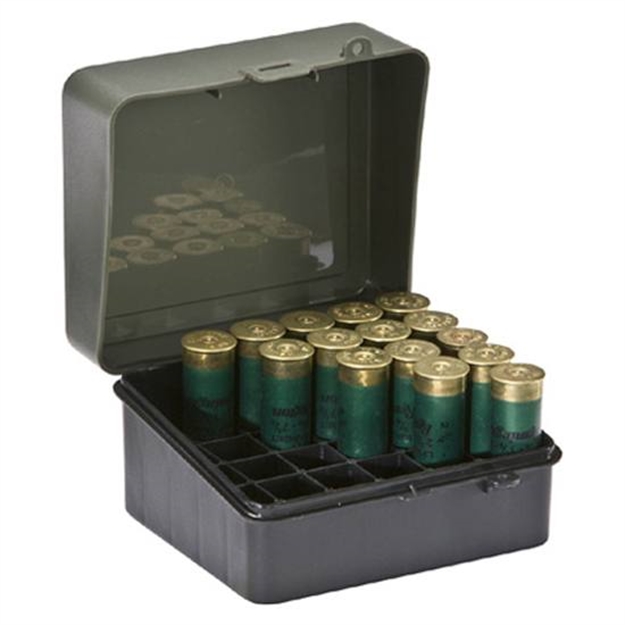 Picture of Plano Shot Shell Case, Holds UP TO 25 Rounds 3" Shells, 5.5"L X 5.13"W X 3"H, Red/Black