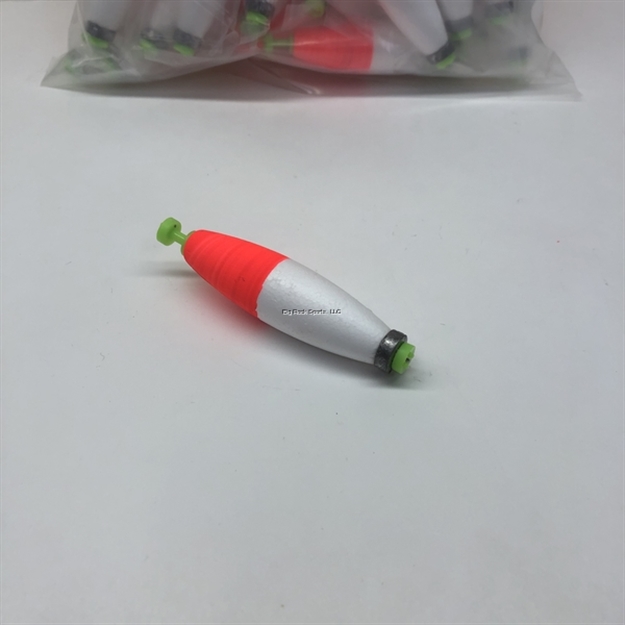 Picture of Plastilite Cigar Snap-On Foam Float, 2-1/2", Weighted, Red/White, 50 Per Bag