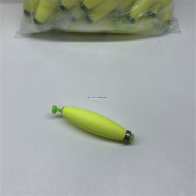 Picture of Plastilite Cigar Snap-On Foam Float, 2-1/2", Weighted, Yellow, 50 Per Bag