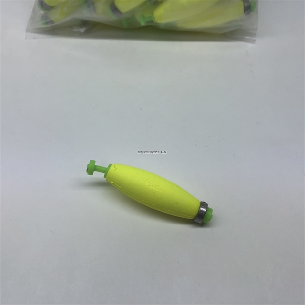 Picture of Plastilite Cigar Snap-On Foam Float, 2", Weighted, Yellow, 50 Per Bag