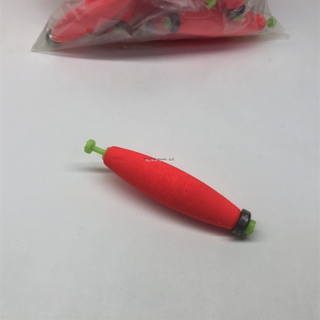 Picture of Plastilite Cigar Snap-On Foam Float, 3", Weighted, Red, 50 Per Bag