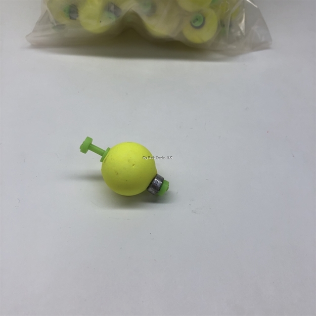 Picture of Plastilite Round Snap-On Foam Float, 1", Weighted, Yellow, 50 Per Bag