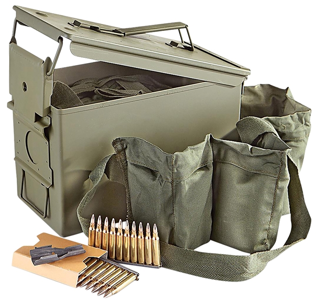 Picture of  Pmc 223Amb Bronze  223Rem 55Gr Full Metal Jacket 840 Per Box/2 Case *Includes Ammo Can & Bandoleer