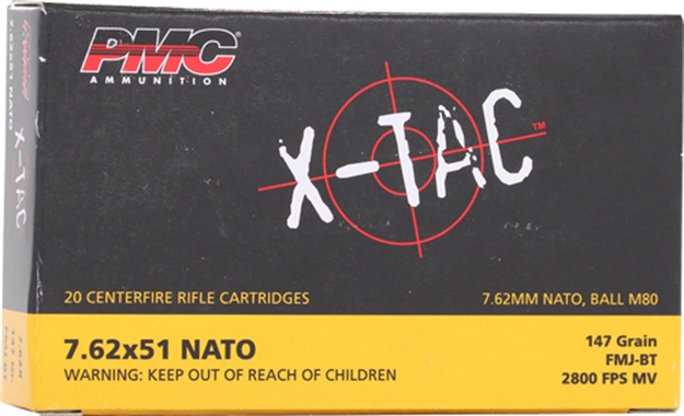 Picture of  Pmc 762X X-Tac  7.62X51mmnato 147Gr Full Metal Jacket Boat Tail 20 Per Box/25 Case 741569010153