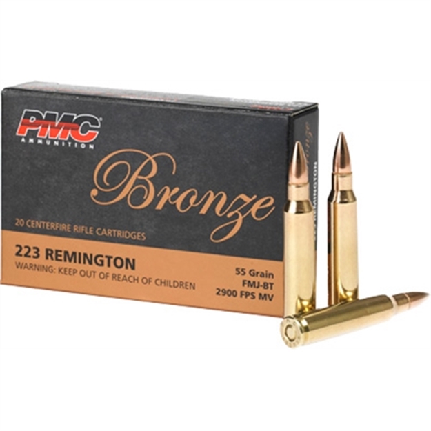 Picture of Pmc 223A Bronze  223Rem 55Gr Full Metal Jacket Boat Tail 20 Per Box/50 Case 741569060080 -