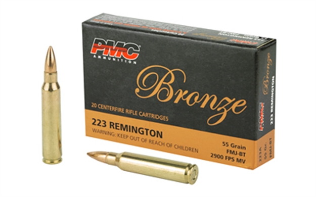 Picture of Pmc 223A Bronze  223Rem 55Gr Full Metal Jacket Boat Tail 20 Per Box/50 Case 741569060080 -