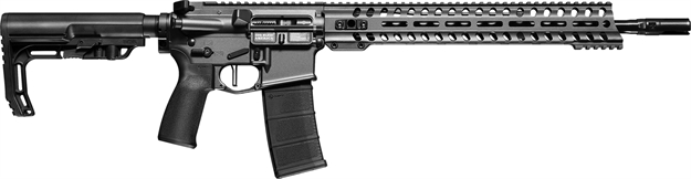 Picture of  Patriot Ordnance Factory 01649 Minuteman Direct Impingement *Ca Compliant 5.56X45mm Nato 16.50" 10+1 Tungsten Rec/14.5" M-Lok Handguard Black Nitride Barrel Black Polymer 6 Position Mft Stock & Grip 847313016492