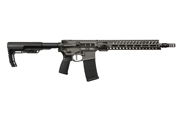 Picture of  Patriot Ordnance Factory 02046 Minuteman  5.56X45mm 30+1 13.75" Black Steel Threaded Barrel, Tungsten Cerakote Receiver, 13" Renegade Rail Handguard