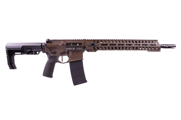 Picture of  Patriot Ordnance Factory 01752 Minuteman Direct Impingement 5.56X45mm Nato 16.50" 30+1 Patriot Brown Rec/14.5" M-Lok Handguard Black Nitride Barrel Black Polymer Grip 6 Position Mft Stock 847313017529