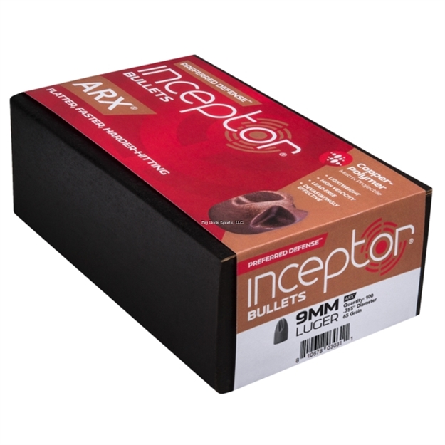 Picture of Inceptor Ammunition Inceptor Bullet, 9Mm / .355 , 65 GR Arx100 Box Count, Preferred Defense