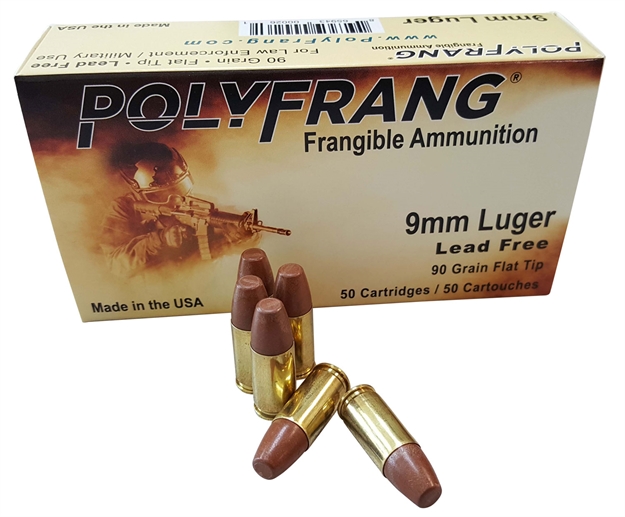 Picture of Polyfrang Llc 90000090 Polyfrang  9Mm Luger 90 GR Flat Tip 50 Bx/ 20 CS