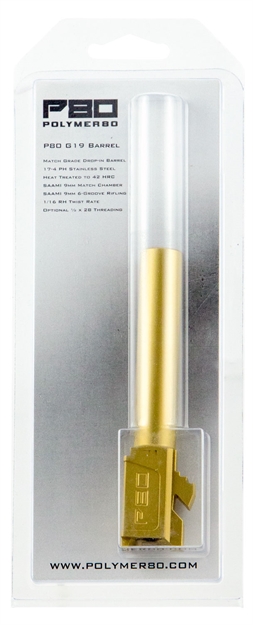 Picture of Polymer80 P80g19stin G19 Gen1-4 Compatible Standard Barrel 9Mm 4.01" Gold Titanium Nitride