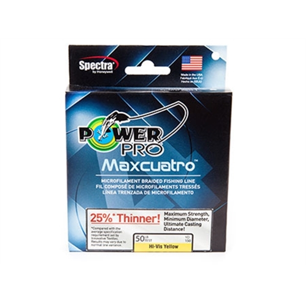 Picture of Power Pro Maxcuatro Spectra HT Braided Fishing Line 100Lb 1500 YD Hi-Vis Yellow