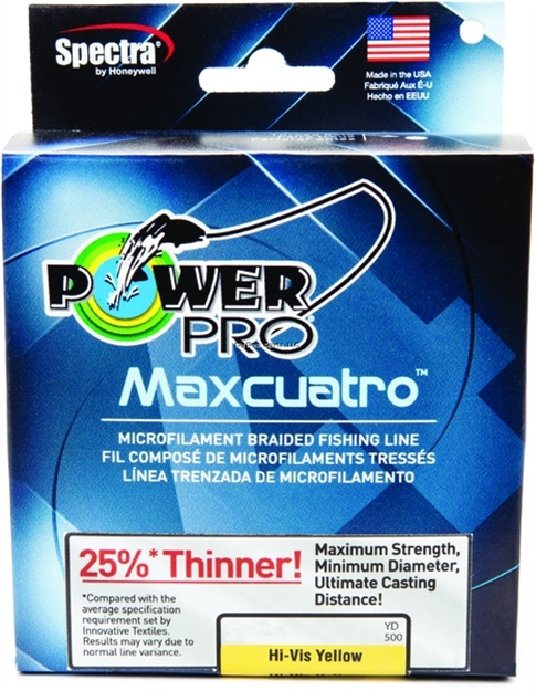 Picture of Power Pro Maxcuatro Spectra HT Braided Fishing Line 80Lb 500 YD Hi-Vis Yellow
