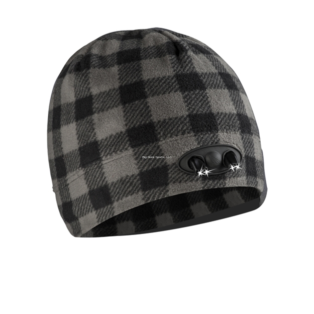Picture of Powercap 4 Led Black Plaid Lighted Beanie