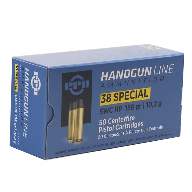 Picture of Ppu Pph38sh Handgun  38Special 158Gr Semi Wadcutter Hollow Point 50 Per Box/10 Case PPH38SSH