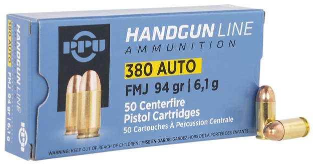 Picture of Ppu  Handgun  380 Acp 94 GR Full Metal Jacket (Fmj) 50 Bx/ 20 CS