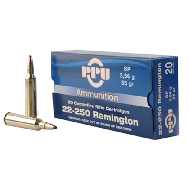 Picture of  Ppu Pp22250 Standard Rifle  22-250 Rem 55 GR Soft Point 20 Per Box/ 10 Case
