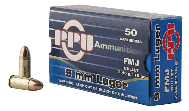 Picture of  Ppu Pph9f1 Handgun  9Mmluger 115Gr Full Metal Jacket 50 Per Box/20 Case