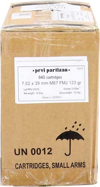 Picture of Ppu Ammo 7.62X39 Case Lot 123Gr. Fmj 840Rd Case