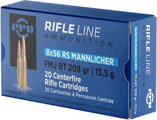 Picture of Ppu 8X56r Mannlicher 208Gr Fmj 20Rd 10Bx/Cs PP856F 8605003812951