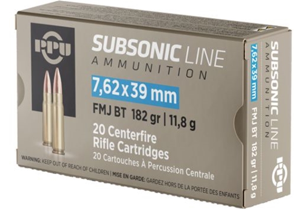 Picture of Ppu Subsonic 7.62X39 182Gr Fmj 20Rd 50Bx/Cs PPS76239 8605003817437