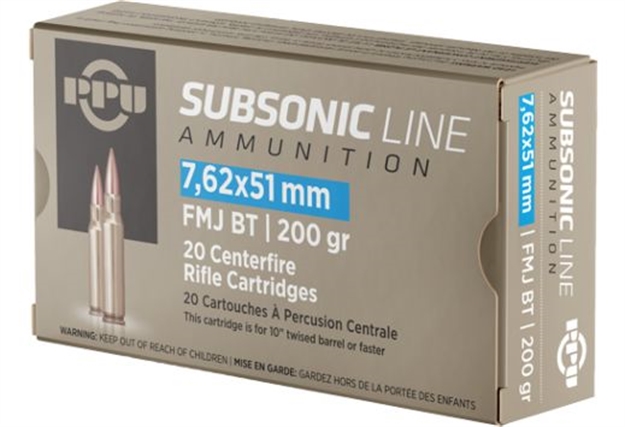 Picture of Ppu Subsonic 7.62X51 200Gr Fmj-Bt 20Rd 10Bx/Cs PPS762 8605003810100