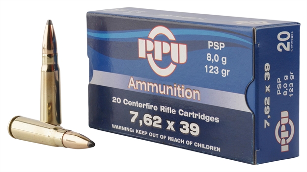 Picture of  Ppu Pp76239p Metric Rifle  7.62X39mm 123 GR Pointed Soft Point (Psp) 20 Per Box/ 50 CS 8605003812852
