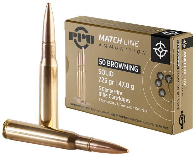 Picture of  Ppu Ppm50 Match  50Bmg 725Gr Full Metal Jacket Solid 5 Per Box/20 Case