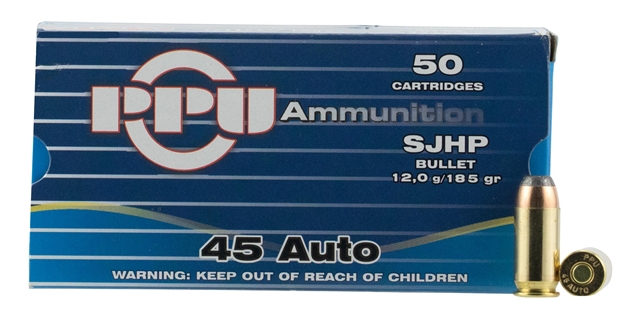 Picture of Ppu Ppr4.31 Handgun 45 Automatic Colt Pistol (Acp) 185 GR Semi-Jacketed Hollow Point 50 Bx/ 10 CS