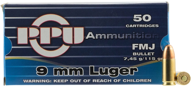 Picture of Ppu Ppr92 Handgun 9Mm Luger 115 GR Full Metal Jacket 50 Bx/ 20 CS