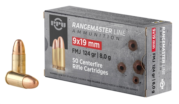 Picture of Tr&Z Usa Trading/Ppu Rangemaster Pistol Ammo 9Mm Nato, Fmj, 124 Gr, 1000 Rnd PPRM9M 8605003820116