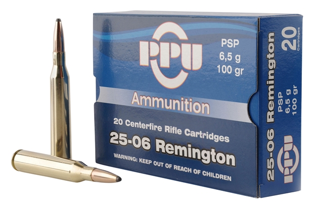 Picture of  Ppu Pp2506p Standard Rifle  25-06Rem 100Gr Pointed Soft Point 20 Per Box/10 Case
