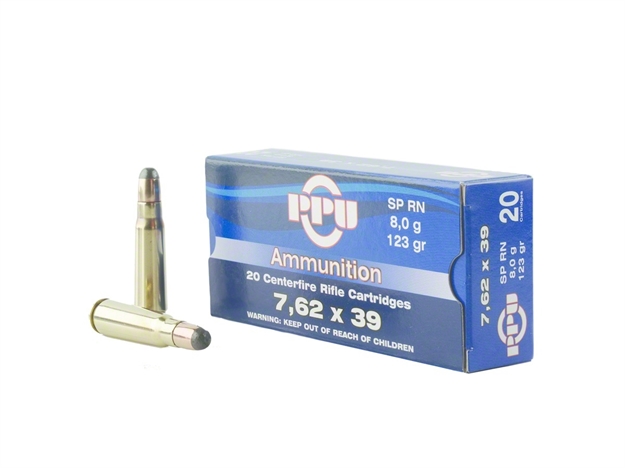 Picture of Ppu Rifle Ammo 7.62X39, Sp, 123 Grains, 2350 Fps, 20, Boxed